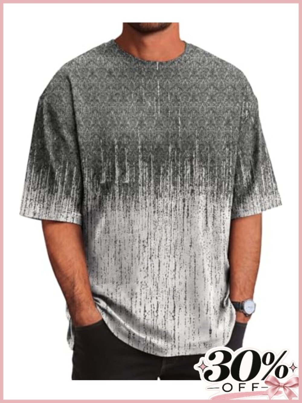 Mens Cotton Short Sleeve Oversized Crew Neck Drop Shoulder T-Shirt